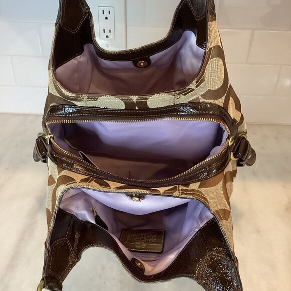 Coach Madison Maggie Mia Optic beige Canvas C Logo Hobo - Picture 12 of 13